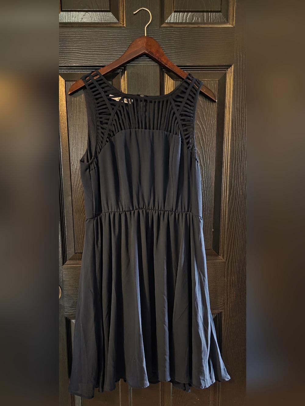 Maurices Navy Sleeveless Mini Dress with Ladder Cutout Yoke